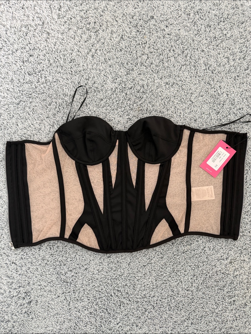 Edikted Black Strapless Longline Bustier with Beige Lining